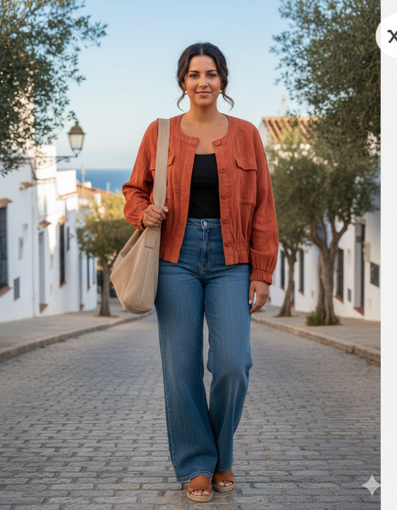 Massimo Jackets & Blazers - Womens Utility Bomber linen blend terracotta transitional Jacket Shacket XXL